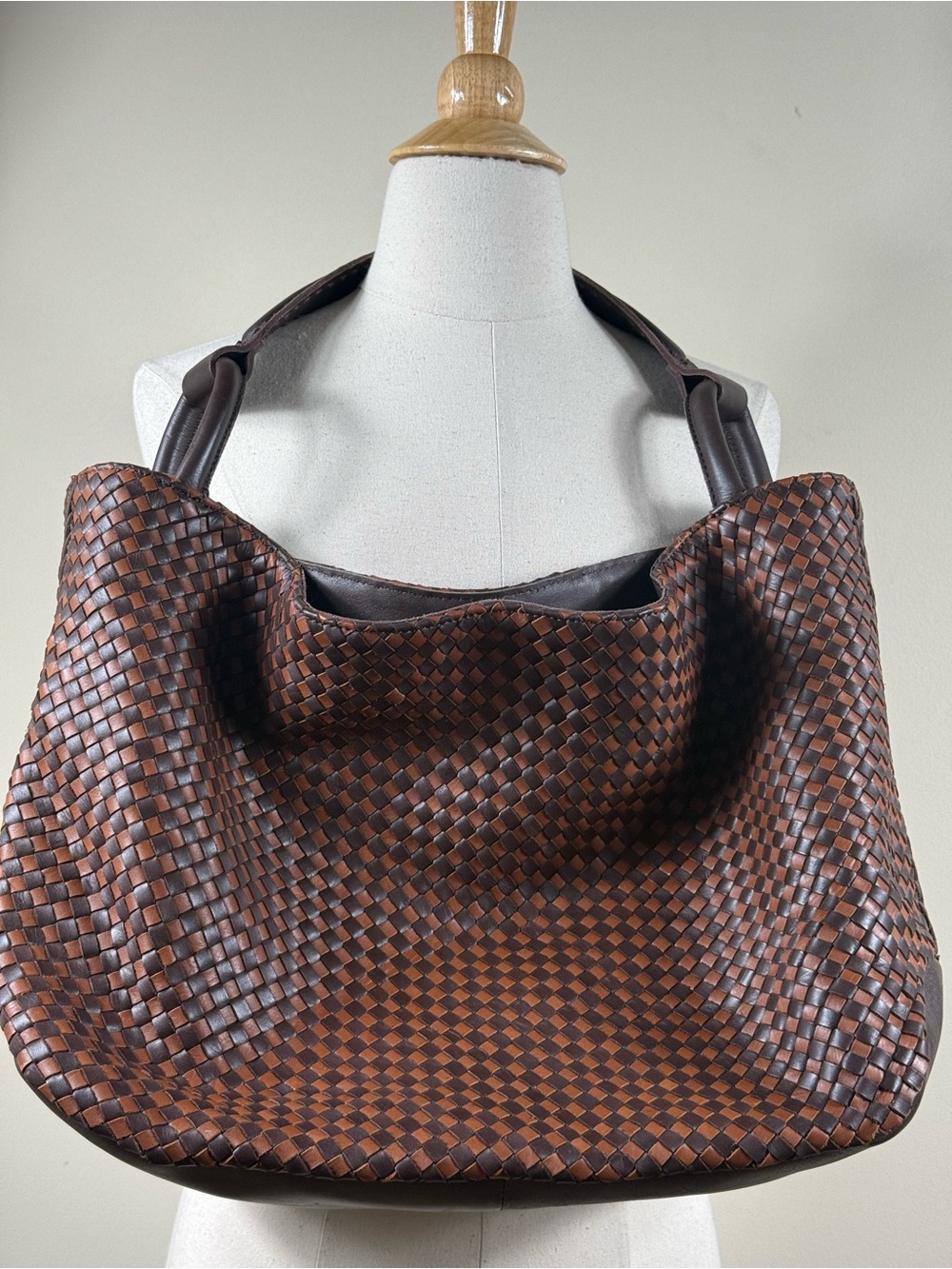 The Sak Woven Leather Hobo Bag Brown Cognac